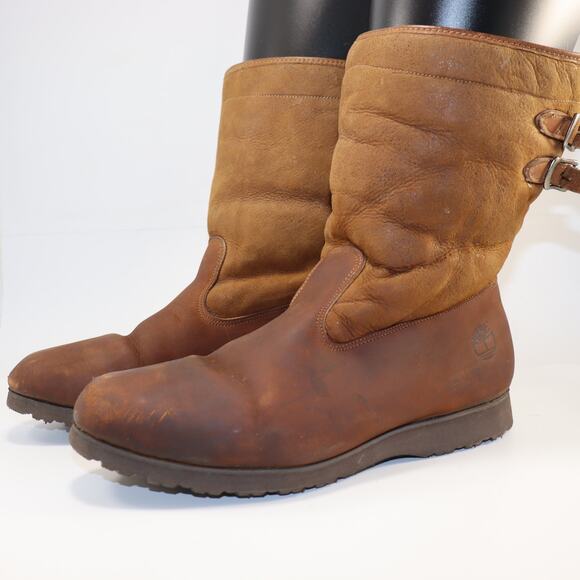 Timberland Men’s Leather Shearling Lined Boots Vibram Sole Size 12 - Picture 3 of 6